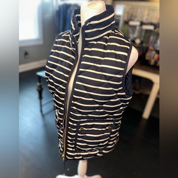 J. Crew Jackets & Blazers - J. Crew (Small) Navy Blue Striped Vest Jacket
